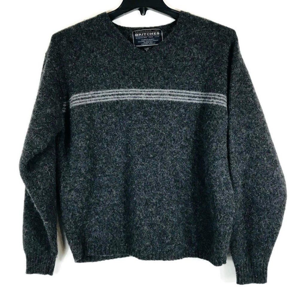 Britches Shetland Wool Sweater Grey V-Neck Men’s XL
